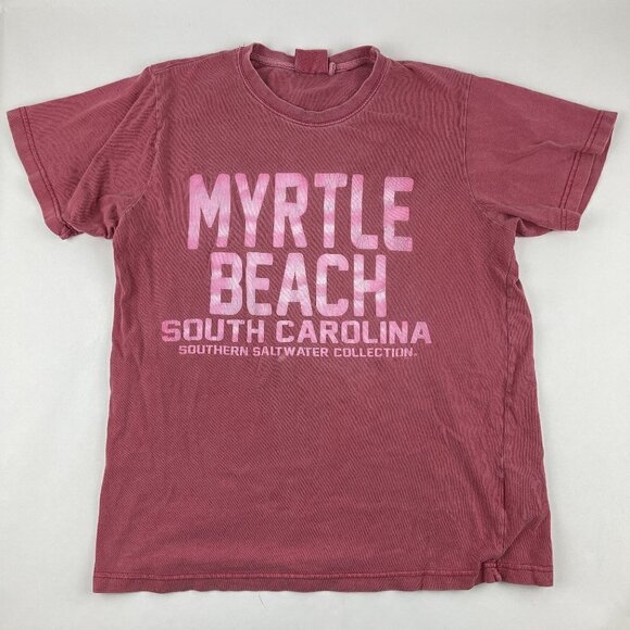 US Vintage Tshirt Mens Small Red Myrtle Beach South Carolina Short Sleeve - Picture 1 of 8